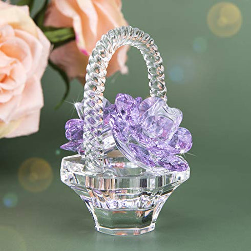 Crystal Flower Basket Figurine Collectable Ornament